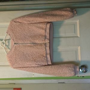 Cropped Pink Sparkly Faux Fur Coat